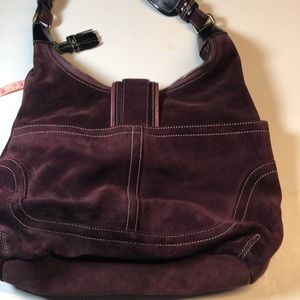 COACH BAG WITH ZIPPER PURPLE LEATHER 12”